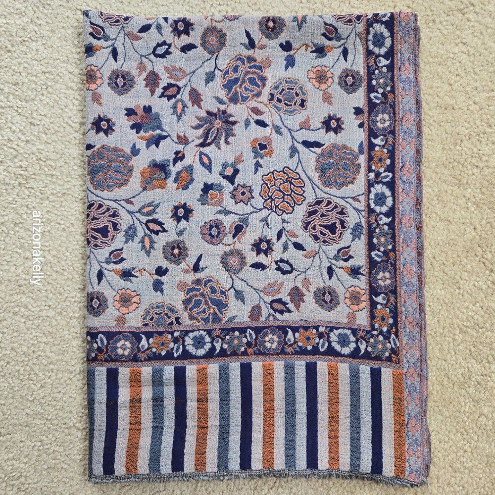 NWOT Cashmere Jacquard Jamawar Scarf Shawl - Picture 14 of 15